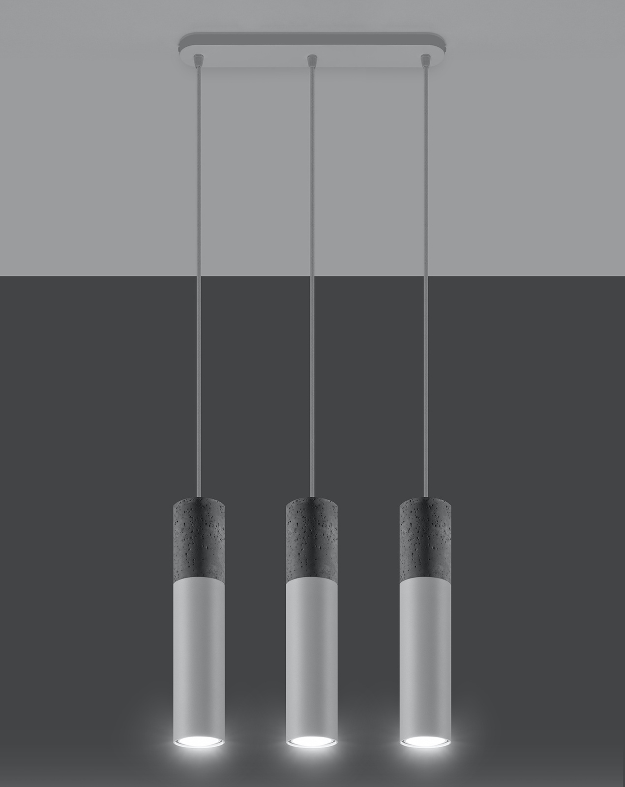 Lampa wisząca BORGIO 3 biała + 3x Żarówka LED GU-10 3000K Ciepła 7W 620lm