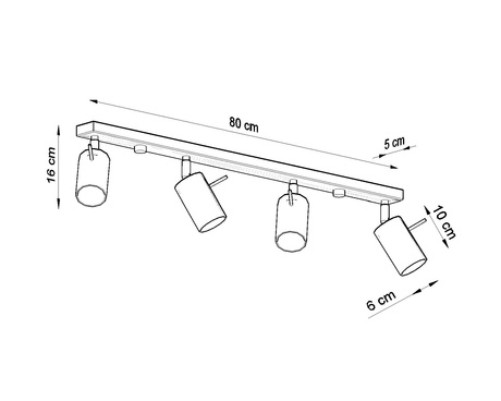 Plafon RING 4L biały + 4x Żarówka LED GU-10 3000K Ciepła 7W 620lm