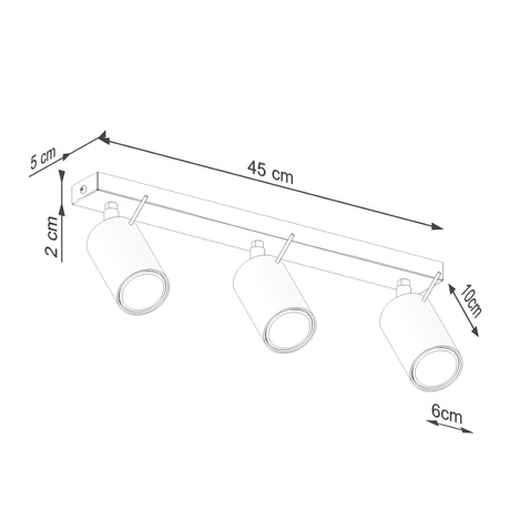 Plafon RING 3L zielony oliwkowy + 3x Żarówka LED GU-10 3000K Ciepła 7W 510lm