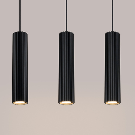 Lampa wisząca KARBON 3L czarny + 3x Żarówka LED GU-10 4000K Zimna 7W 530lm