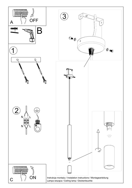 Lampa wisząca WEZYR 1 biała + 1x Żarówka LED G9 4000K Zimna 4,5W 530lm