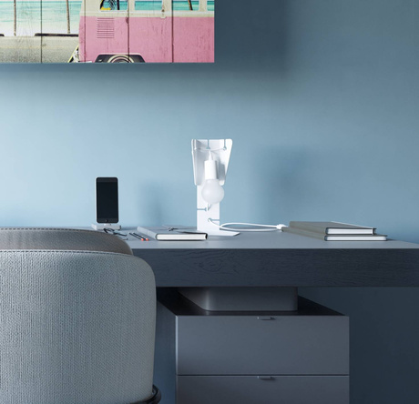 Lampa biurkowa ARBY biała + 1x Żarówka LED E27 4000K Zimna 7,5W 650lm