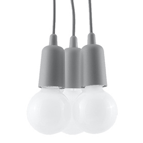 Lampa wisząca DIEGO 3 szara + 3x Żarówka LED E27 3000K Ciepła 7,5W 620lm