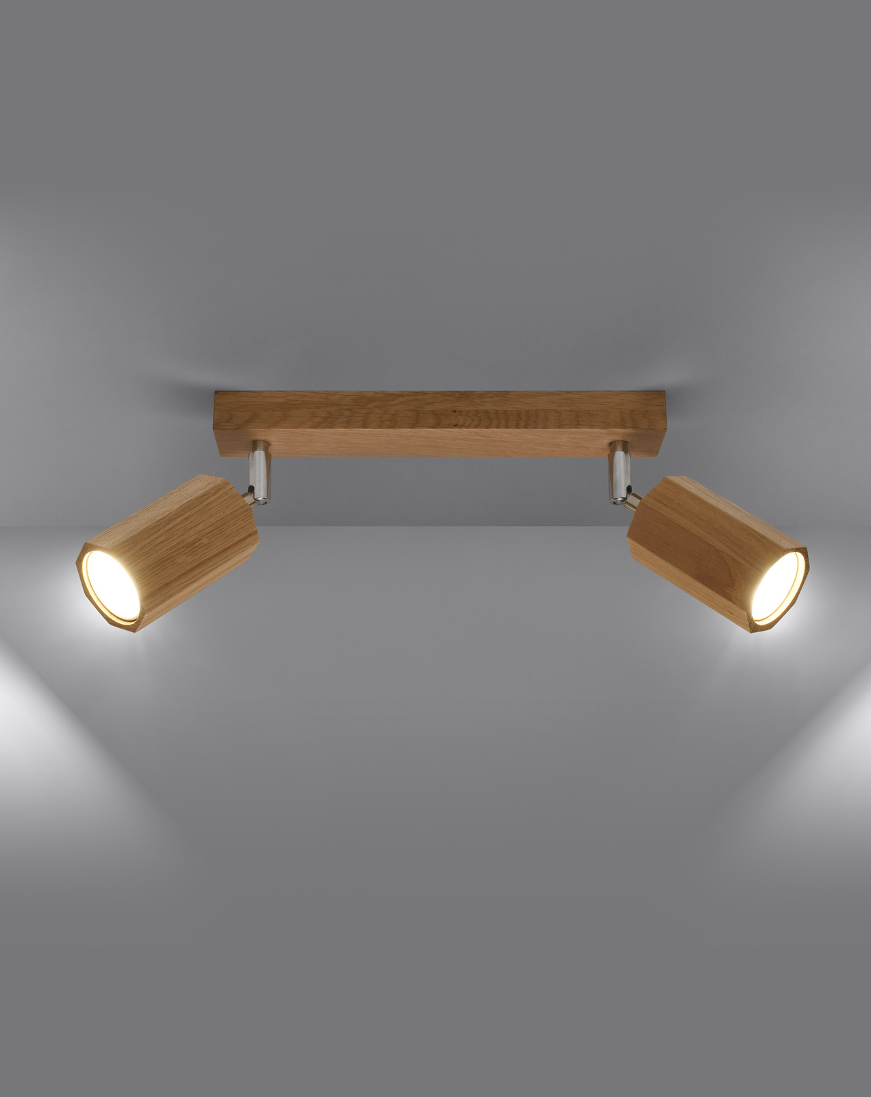 Plafon ZEKE 2 dąb + 2x Żarówka LED GU-10 3000K Ciepła 7W 620lm