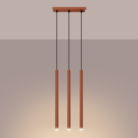 Lampa wisząca PASTELO 3 ochra czerwona + 3x Żarówka LED G9 4000K Zimna 4,5W 460lm