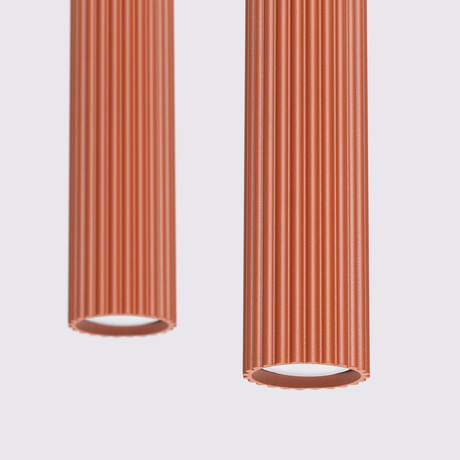 Lampa wisząca KARBON 2 ochra czerwona + 2x Żarówka LED GU-10 3000K Ciepła 7W 510lm