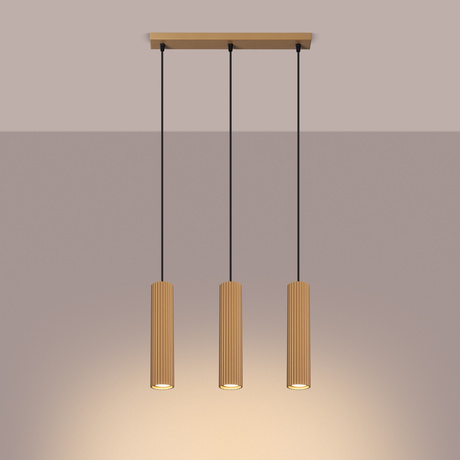 Lampa wisząca KARBON 3L złoty + 3x Żarówka LED GU-10 3000K Ciepła 7W 510lm