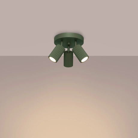 Plafon KARBON 3P zielony oliwkowy