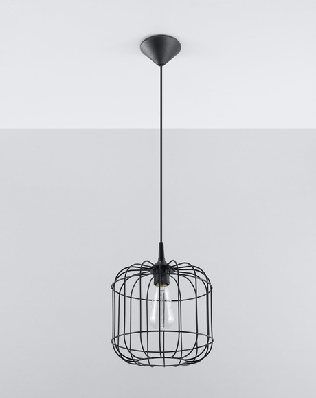 Lampa wisząca CELTA czarna + 1x Żarówka LED E27 4000K Zimna 7,5W 650lm