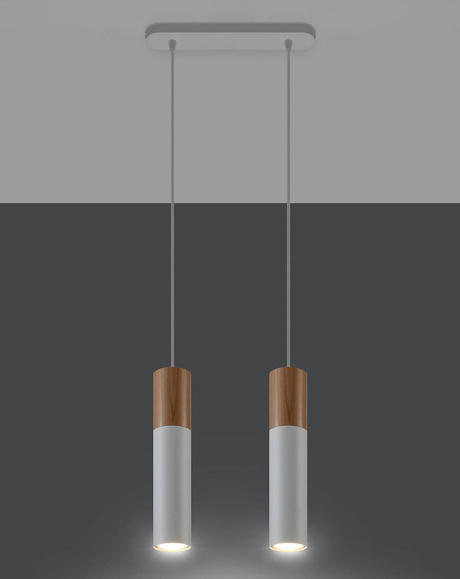 Lampa Wisząca PABLO 2 biała + 2x Żarówka LED GU-10 3000K Ciepła 7W 620lm