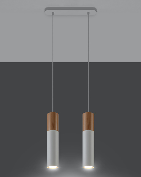 Lampa Wisząca PABLO 2 biała + 2x Żarówka LED GU-10 3000K Ciepła 7W 620lm