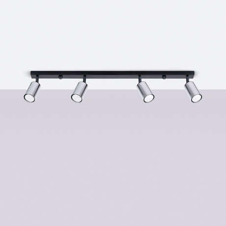 Plafon WINX 4L czarny/chrom + 4x Żarówka LED GU-10 4000K Zimna 7W 530lm