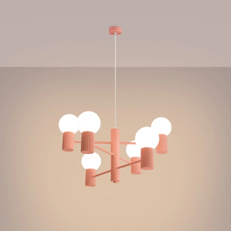 Żyrandol HALO 6 brzoskwiniowy