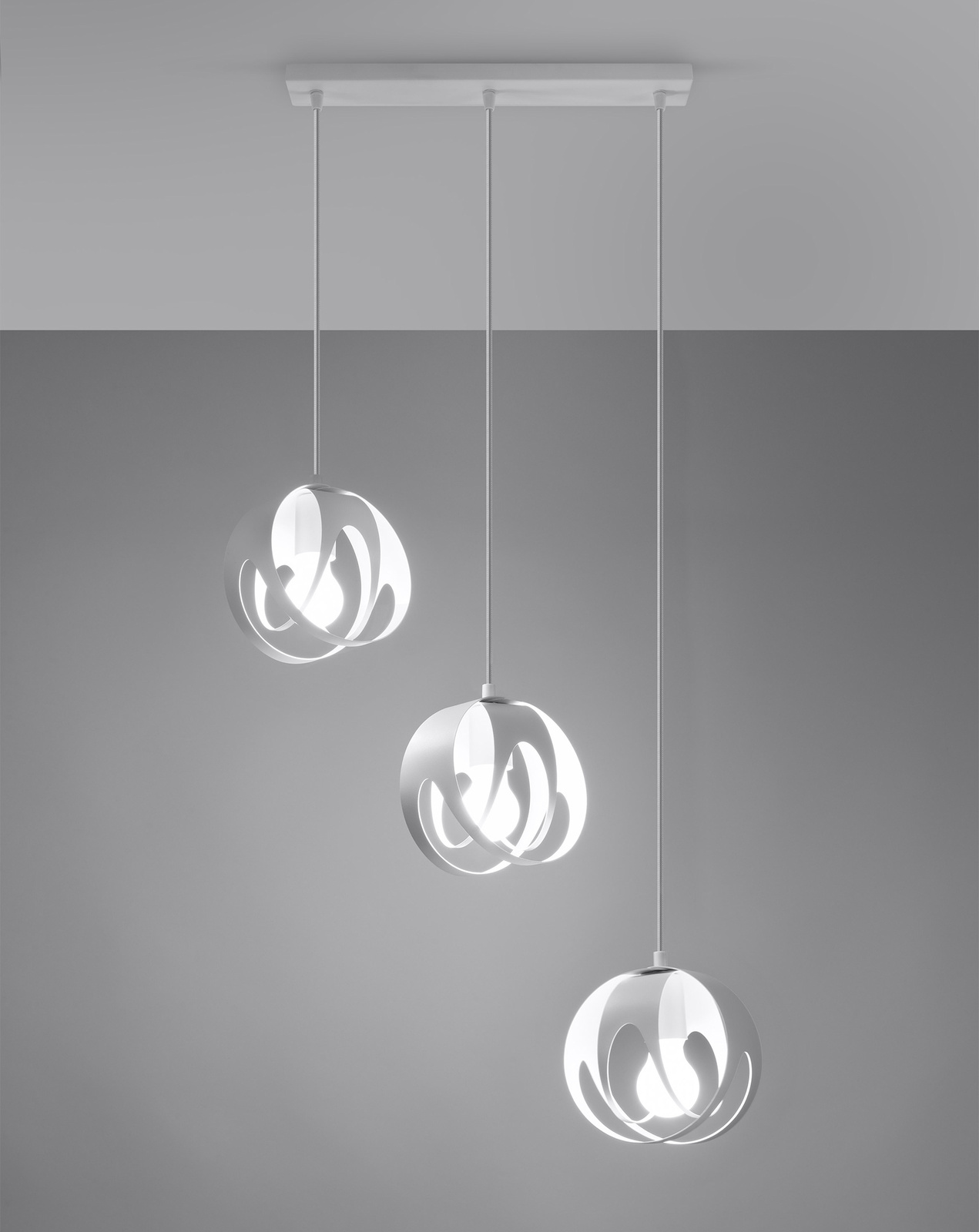 Lampa wisząca TULOS 3L biała + 3x Żarówka LED E27 3000K Ciepła 7,5W 620lm