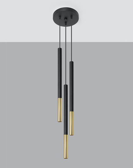 Lampa wisząca MOZAICA 3P czarny/złoty + 3x Żarówka LED G9 4000K Zimna 3W 204lm