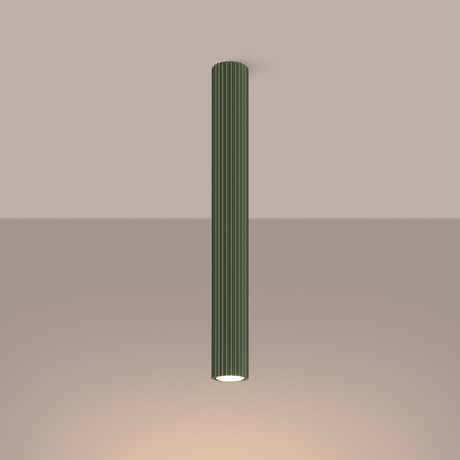 Plafon KARBON 60 zielony oliwkowy + 1x Żarówka LED GU-10 3000K Ciepła 7W 510lm