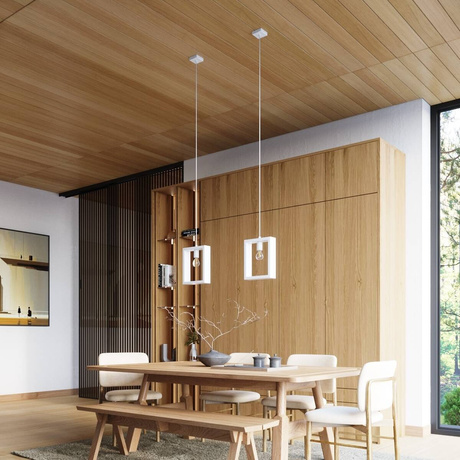 Lampa wisząca ARIES biała + 1x Żarówka LED E27 4000K Zimna 7,5W 690lm