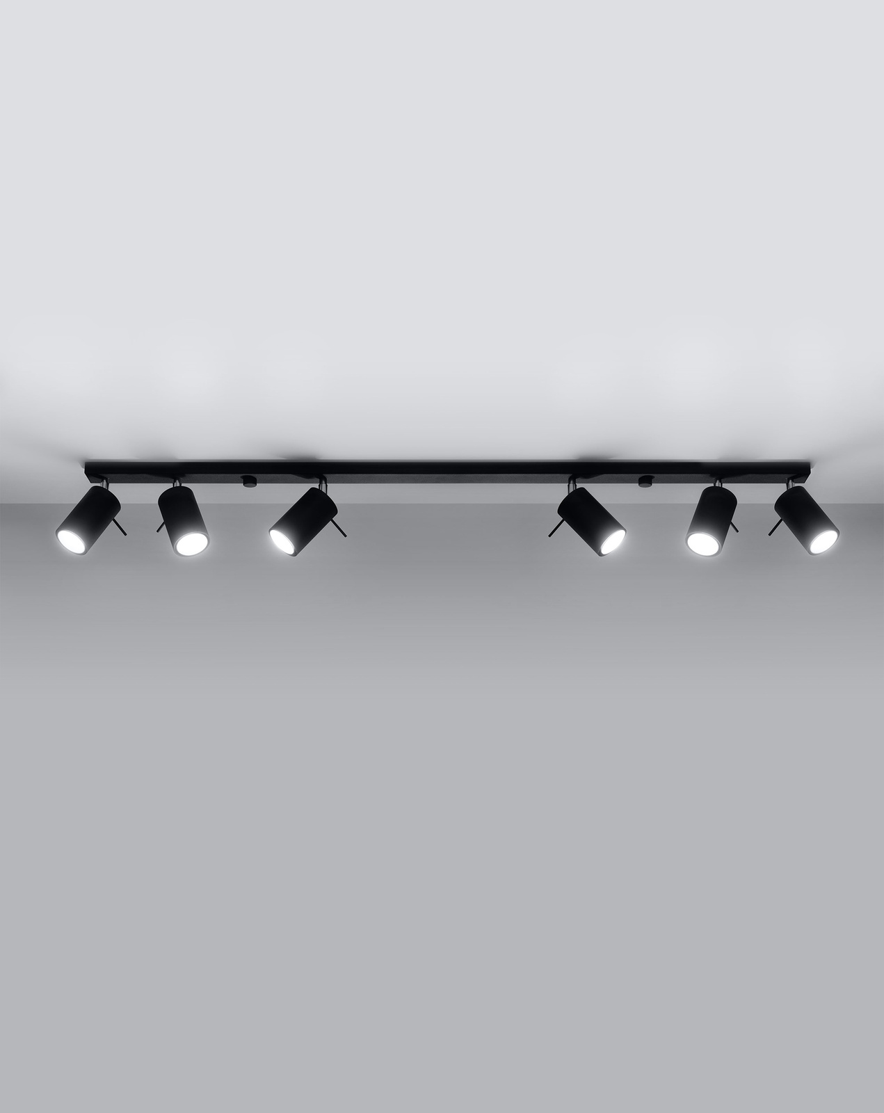 Plafon RING 6L czarny + 6x Żarówka LED GU-10 4000K Zimna 7W 630lm