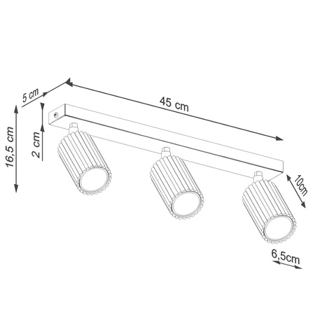 Plafon KARBON 3L złoty + 3x Żarówka LED GU-10 4000K Zimna 7W 530lm