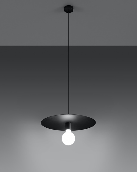 Lampa wisząca FLAVIO czarna + 1x Żarówka LED E27 4000K Zimna 7,5W 650lm