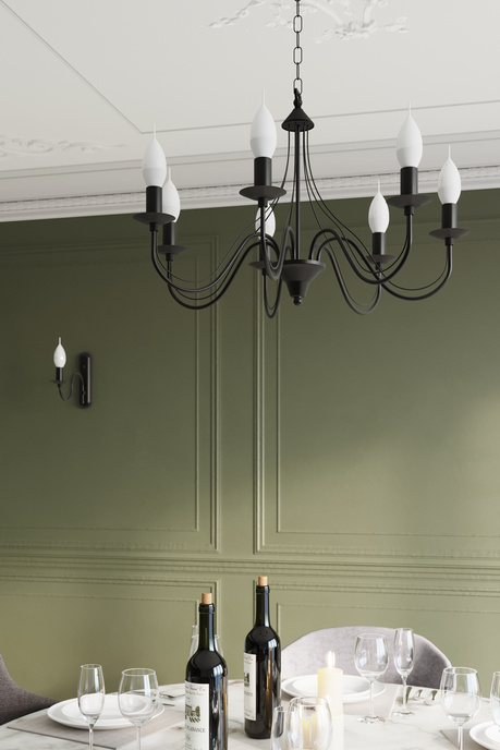 Żyrandol MINERWA 5 czarny + 5x Żarówka LED E14 4000K Zimna 7,5W 650lm