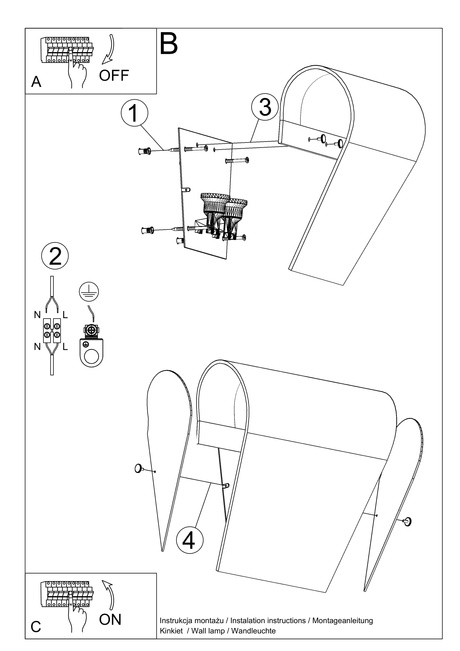 Kinkiet CLINO 2 + 2x Żarówka LED E27 3000K Ciepła 7,5W 620lm