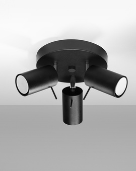 Plafon RING 3P czarny + 3x Żarówka LED GU-10 3000K Ciepła 7W 620lm