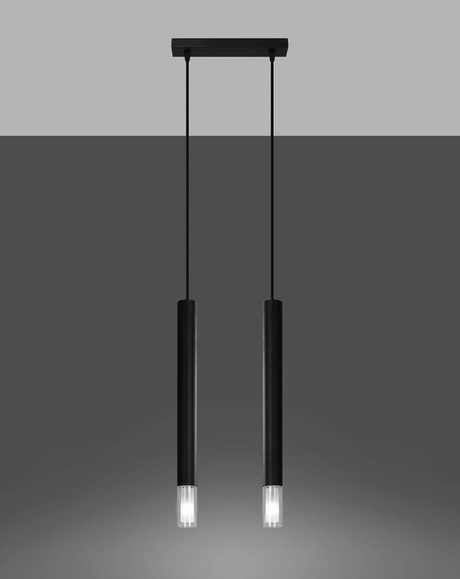 Lampa wisząca WEZYR 2 czarna + 2x Żarówka LED G9 4000K Zimna 4,5W 530lm
