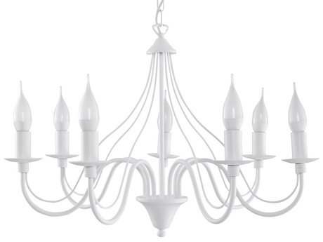 Żyrandol MINERWA 7 biały + 7x Żarówka LED E14 3000K Ciepła 7,5W 620lm