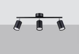 Plafon LEMMI 3 czarny  3x Żarówka LED GU-10 4000K Zimna 7W 530lm