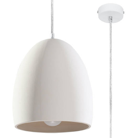 Lampa wisząca ceramiczna FLAWIUSZ biała + 1x Żarówka LED E27 3000K Ciepła 7,5W 620lm