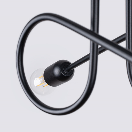 Żyrandol LOOP 2 czarny + 2x Żarówka LED E27 4000K Zimna 7,5W 690lm