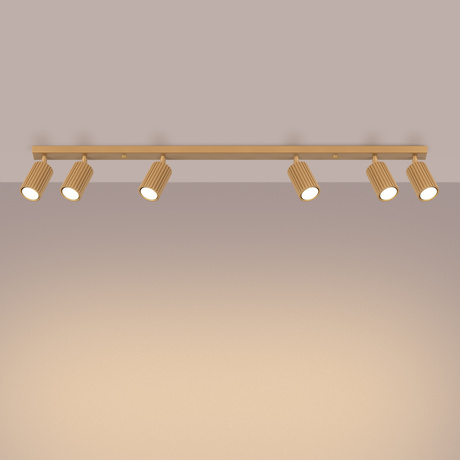 Plafon KARBON 6L złoty + 6x Żarówka LED GU-10 3000K Ciepła 7W 510lm