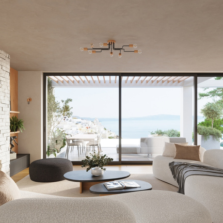 Żyrandol TIMBO 8 czarny + 8x Żarówka LED E27 3000K 7W 760lm