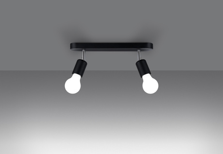 Plafon FORNES 2 czarny + 2x Żarówka LED E27 3000K Ciepła 7,5W 620lm