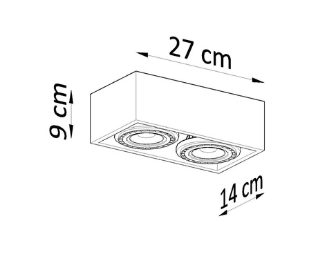 Plafon QUATRO 2 beton + 2x Żarówka LED GU10 AR111 4000K ZIMNA 12W 850lm