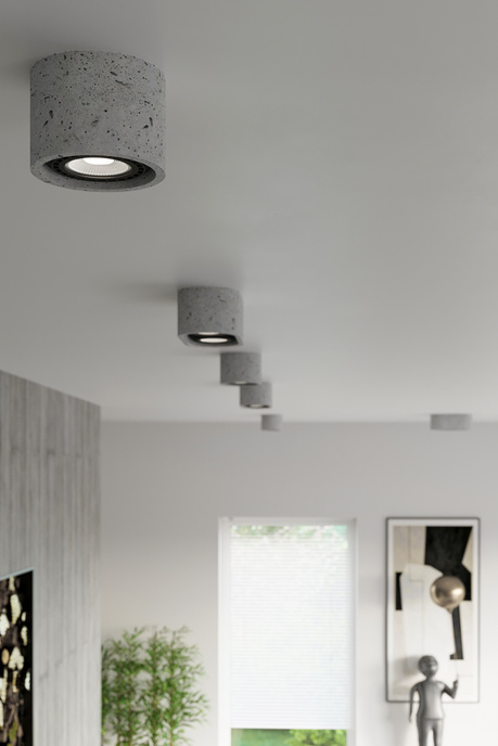 Plafon BASIC 1 beton + 1x Żarówka LED GU10 AR111 3000K CIEPŁA 12W 800lm