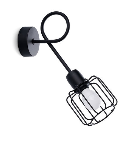 Kinkiet BELUCI 1S czarny + 1x Żarówka LED E14 3000K Ciepła 7,5W 620lm