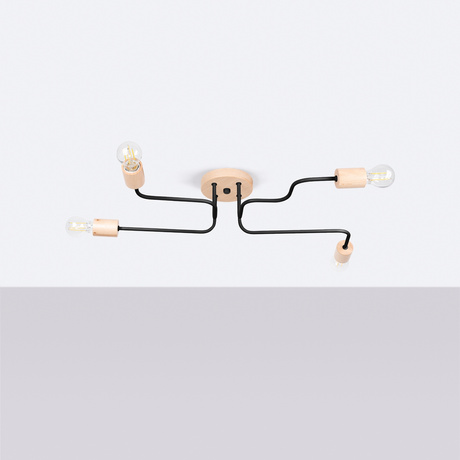 Żyrandol TIMBO 4 czarny + 4x Żarówka LED E27 3000K 7W 760lm