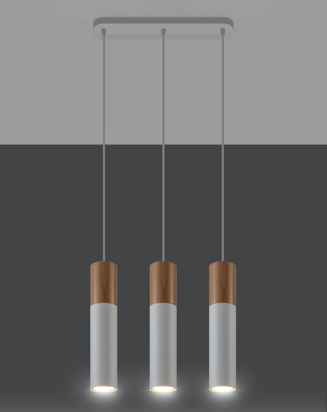 Lampa Wisząca PABLO 3 biała + 3x Żarówka LED GU-10 4000K Zimna 7W 630lm