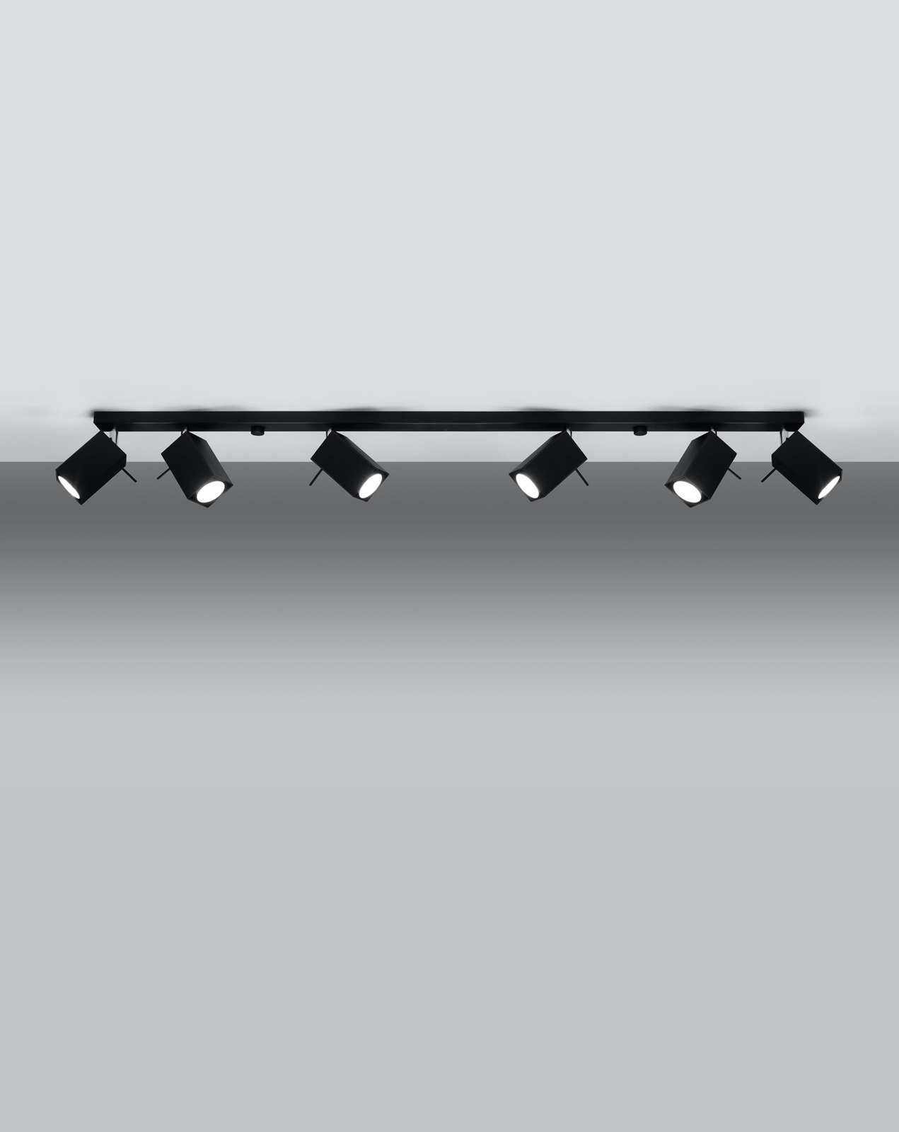 Plafon MERIDA 6L czarny + 6x Żarówka LED GU-10 4000K Zimna 7W 630lm