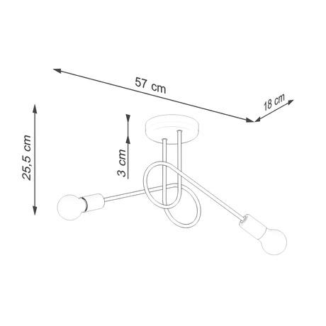 Żyrandol LOOP 2 czarny + 2x Żarówka LED E27 3000K Ciepła 7,5W 620lm