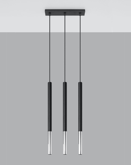 Lampa wisząca MOZAICA 3L czarny/chrom + 3x Żarówka LED G9 4000K Zimna 3W 204lm