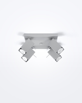 Plafon MERIDA 4 szary + 4x Żarówka LED GU-10 3000K Ciepła 7W 620lm