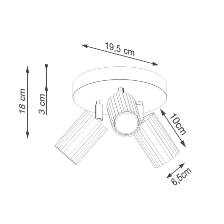 Plafon KARBON 3P czarny