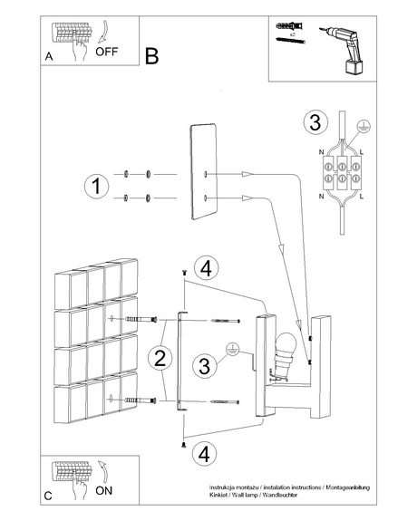 Kinkiet LAPPO biały + 1x Żarówka LED E14 3000K Ciepła 7,5W 620lm