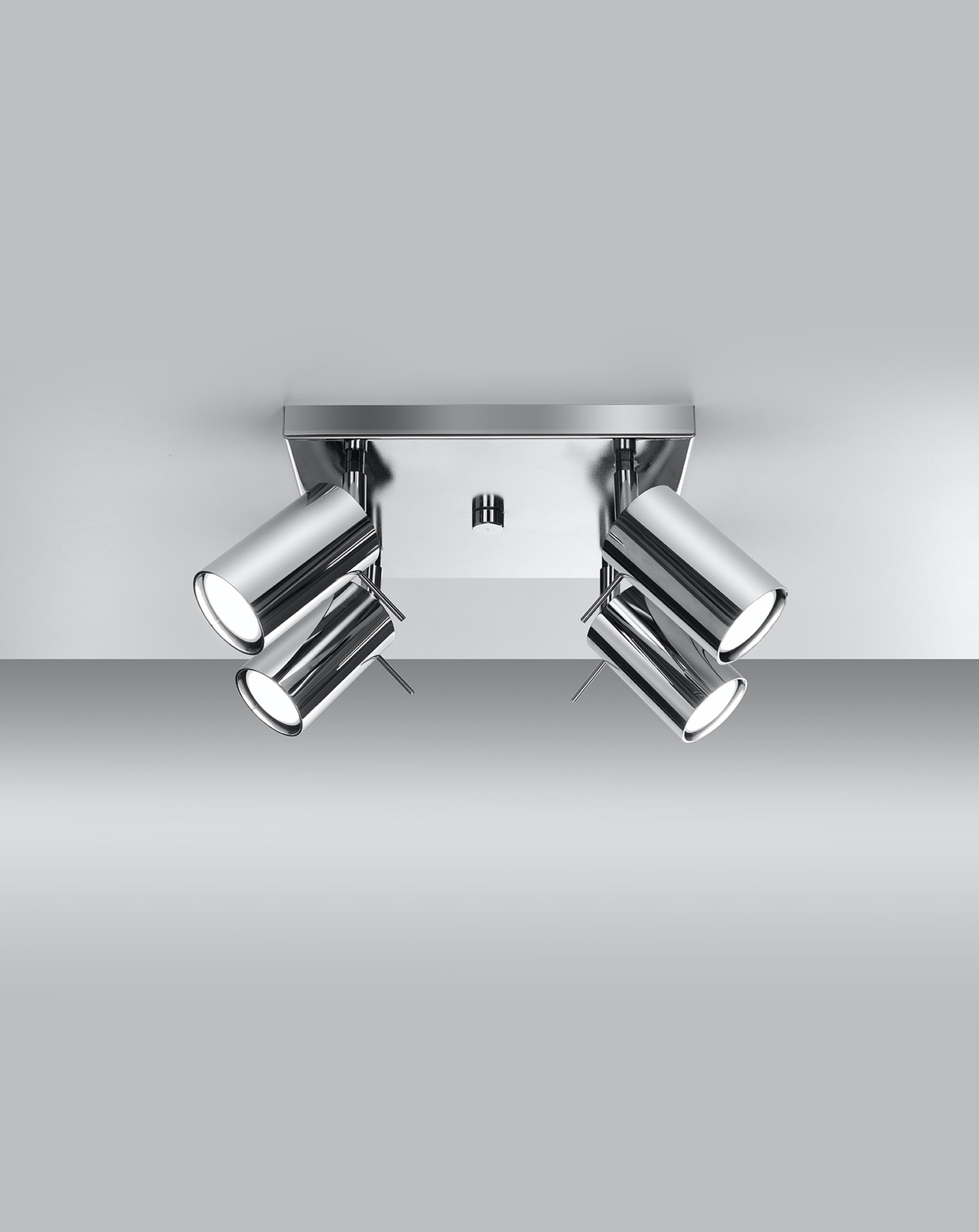 Plafon RING 4 chrom + 4x Żarówka LED GU-10 3000K Ciepła 7W 620lm