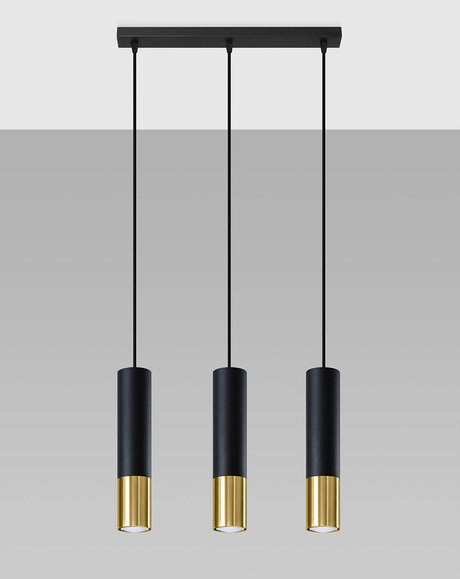 Lampa Wisząca LOOPEZ 3L czarny/złoto + 3x Żarówka LED GU-10 3000K Ciepła 7W 620lm