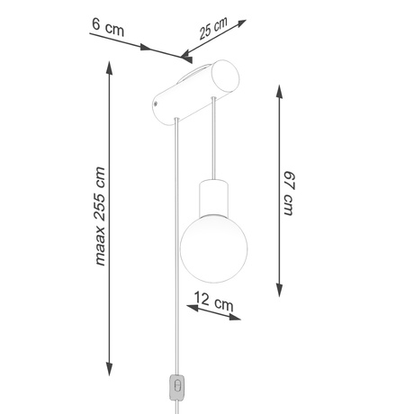 Kinkiet NIMBI G9 z włącznikiem + 1x Żarówka LED G9 3000K Ciepła 4,5W 450lm