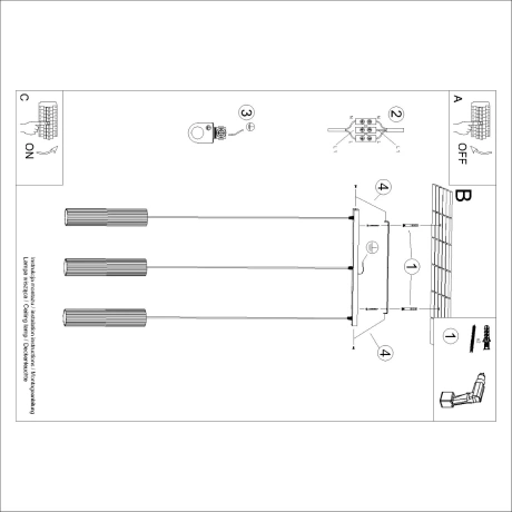 Lampa wisząca KARBON 3L zielona oliwka